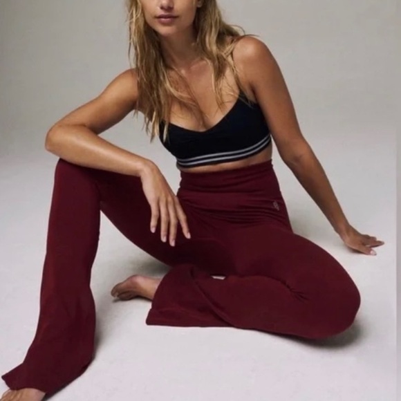 Free People FP Movement Rich Soul Flare Yoga Ribbed Knit Leggings Pants - Picture 2 of 6